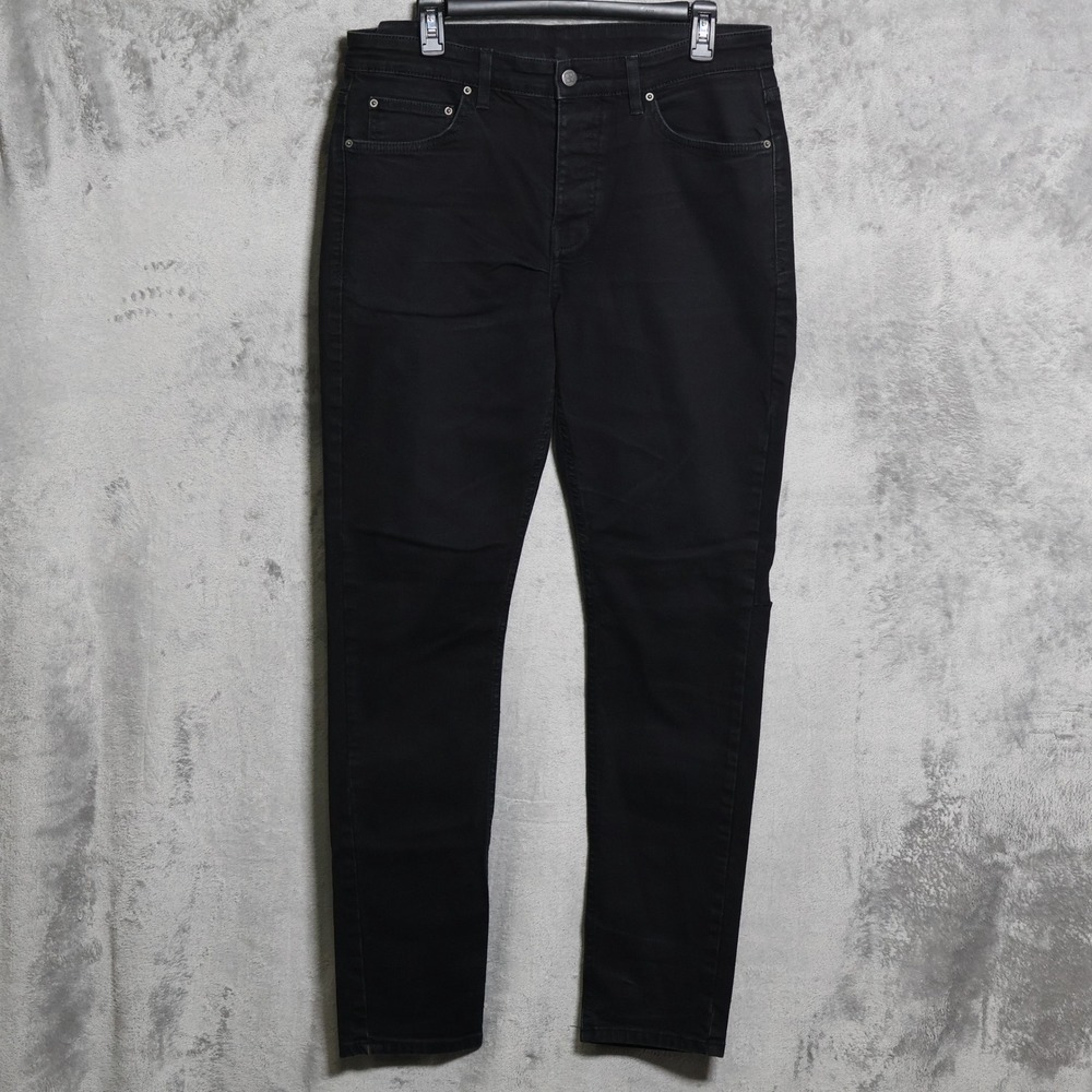 Ksubi Chitch Jeans Men 33x31 Black Slim Fit Denim Button Fly Stretch Whiskering